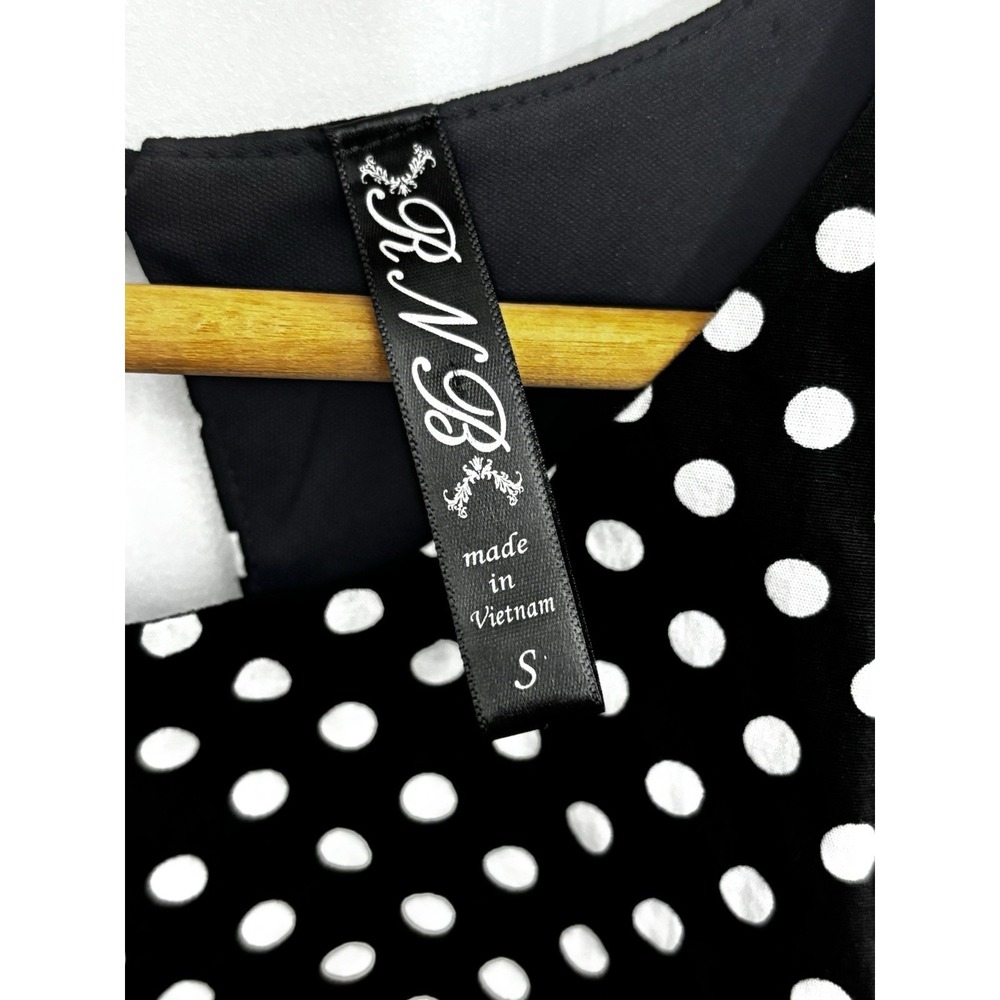 RNB Womens Small Polka Dot Fit Flare Dress Keyhole Back Audrey Hepburn 0516 - Picture 6 of 9